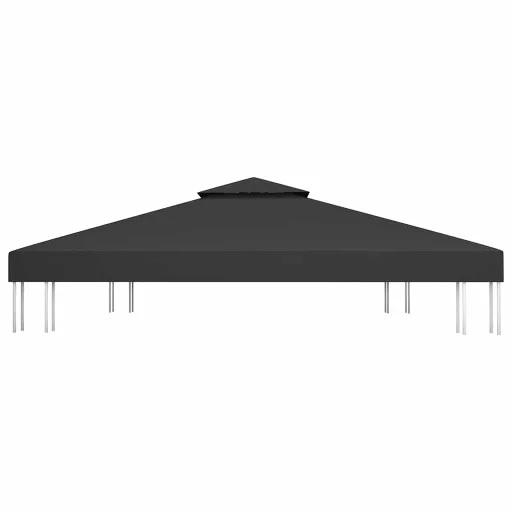 Fekete kétszintes pavilon-tetőponyva 310 g/m² 4 x 3 m