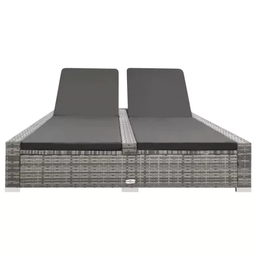 Kétszemélyes szürke polyrattan napozóágy