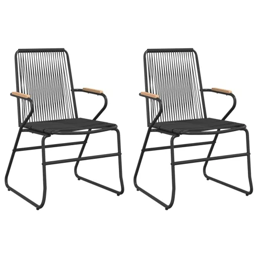 2 db fekete PVC rattan kerti szék 58 x 59 x 85,5 cm