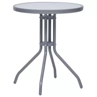 Világosszürke acél és üveg kerti asztal 60 cm