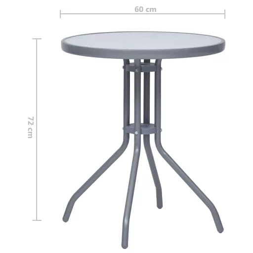 Világosszürke acél és üveg kerti asztal 60 cm