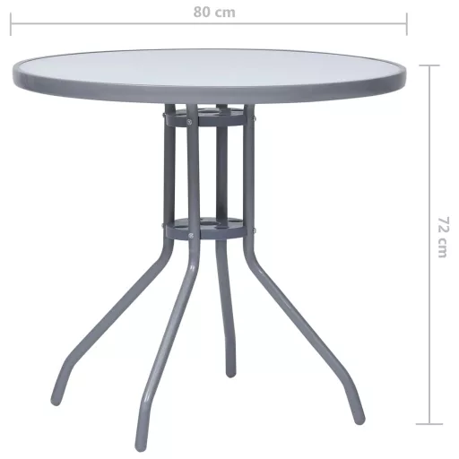 Világosszürke acél és üveg kerti asztal 80 cm