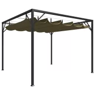   Tópszínű kerti pavilon behúzható tetővel 3 x 3 m 180 g/m²