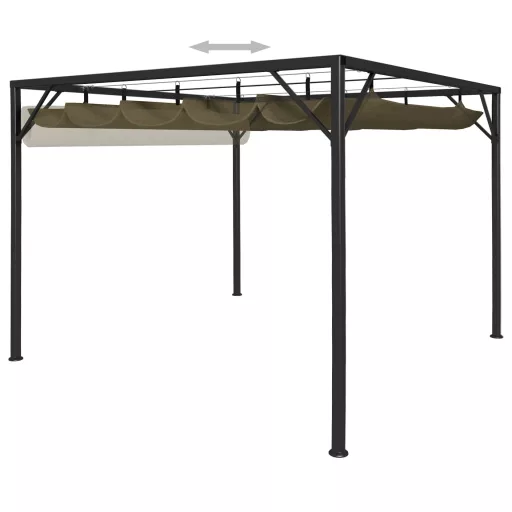 Tópszínű kerti pavilon behúzható tetővel 3 x 3 m 180 g/m²