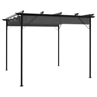   Antracitszürke acél pavilon behúzható tetővel 3 x 3 m 180 g/m²