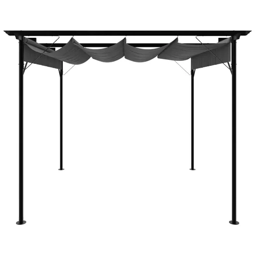 Antracitszürke acél pavilon behúzható tetővel 3 x 3 m 180 g/m²