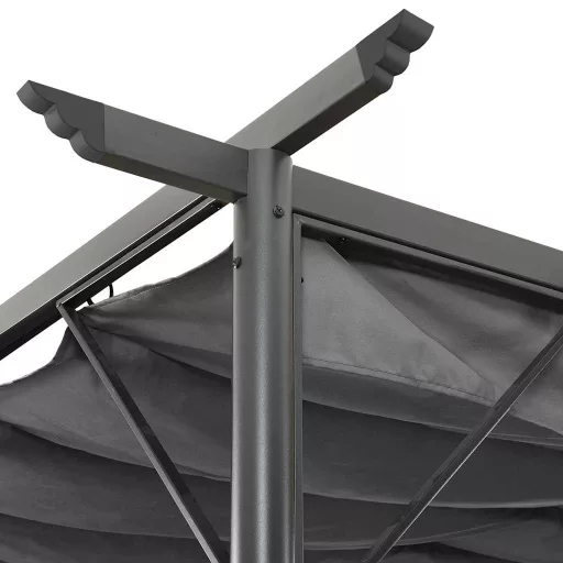 Antracitszürke acél pavilon behúzható tetővel 3 x 3 m 180 g/m²