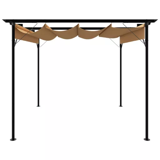 Tópszínű acél pavilon behúzható tetővel 3 x 3 m 180 g/m²