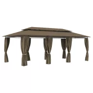   Tópszínű pavilon függönyökkel 600 x 298 x 270 cm 180 g/m²