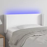 Fehér műbőr LED-es fejtámla 83x16x78/88 cm