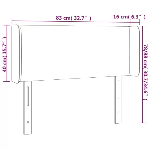 Szürke műbőr LED-es fejtámla 83x16x78/88 cm