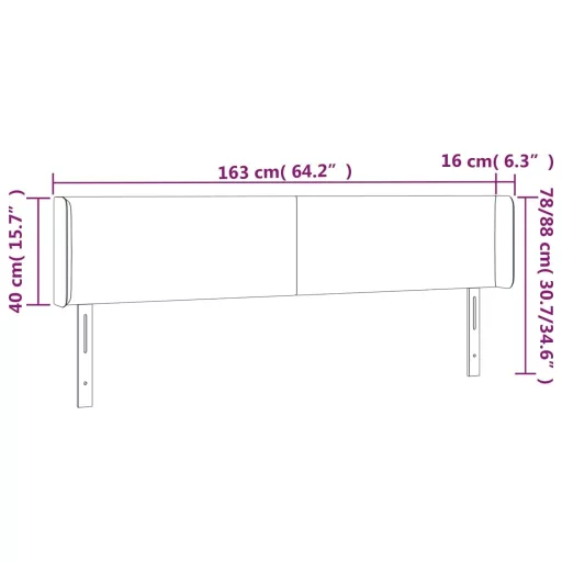 Szürke műbőr LED-es fejtámla 163x16x78/88 cm