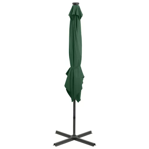 Zöld konzolos napernyő rúddal és LED-fényekkel 250 cm