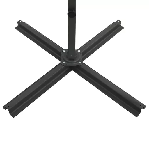 Antracitszürke konzolos napernyő rúddal és LED-fényekkel 250 cm