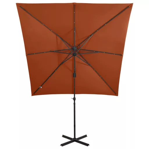 Terrakotta konzolos napernyő rúddal és LED-fényekkel 250 cm