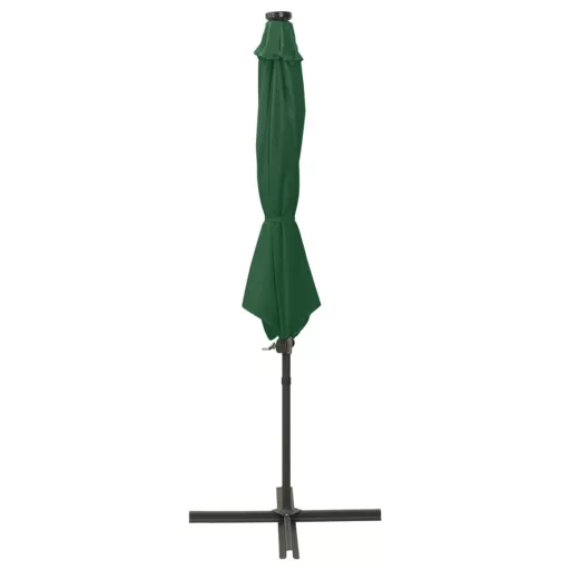 Zöld konzolos napernyő rúddal és LED-fényekkel 300 cm