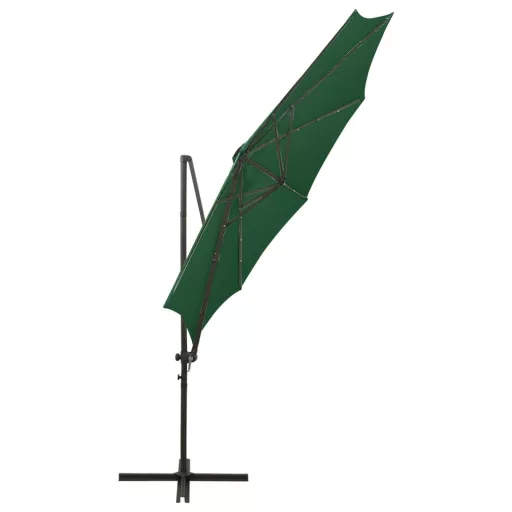 Zöld konzolos napernyő rúddal és LED-fényekkel 300 cm