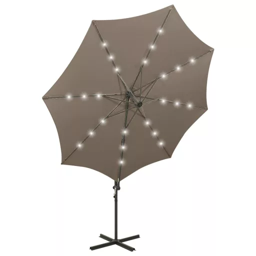 Tópszínű konzolos napernyő rúddal és LED-fényekkel 300 cm