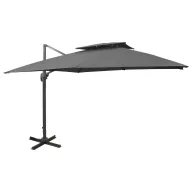   Antracitszürke dupla tetejű konzolos napernyő 300 x 300 cm