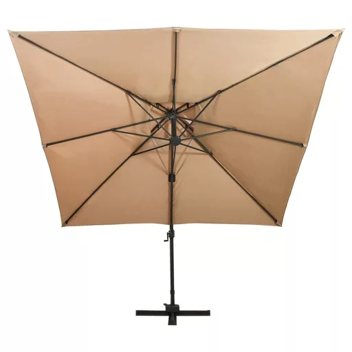 Dupla tetővel ellátott konzolos kerti napernyő 300 x 300 cm bézs