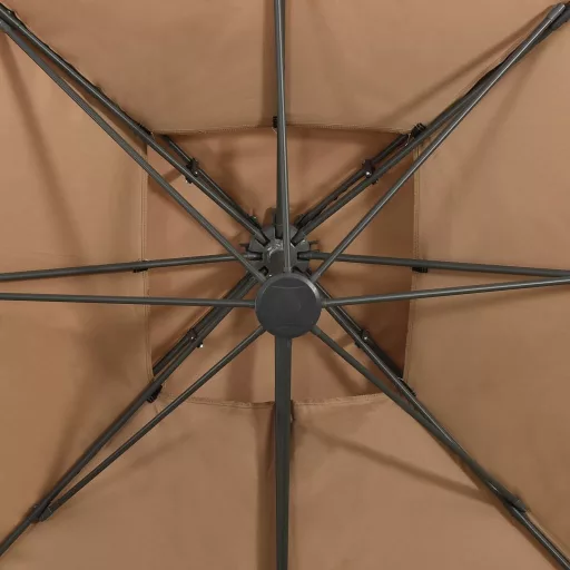 Dupla tetővel ellátott konzolos kerti napernyő 300 x 300 cm bézs