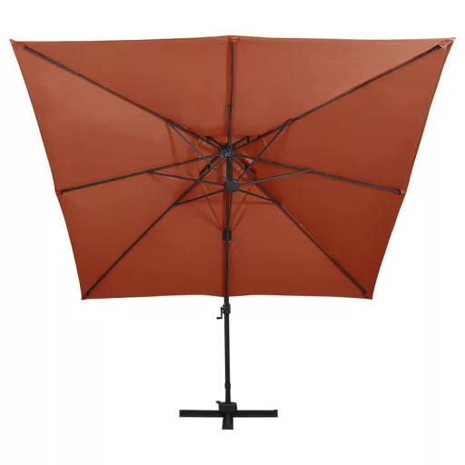Terrakotta dupla tetejű konzolos napernyő 300 x 300 cm