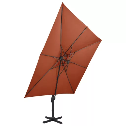 Terrakotta dupla tetejű konzolos napernyő 300 x 300 cm