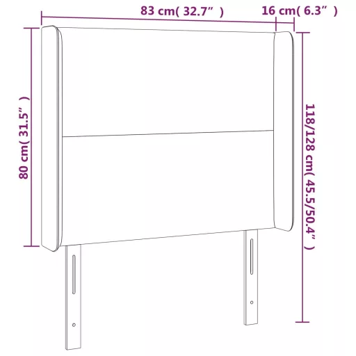 Szürke műbőr LED-es fejtámla 83x16x118/128 cm