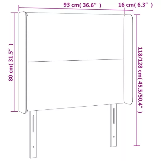 Szürke műbőr LED-es fejtámla 93x16x118/128 cm