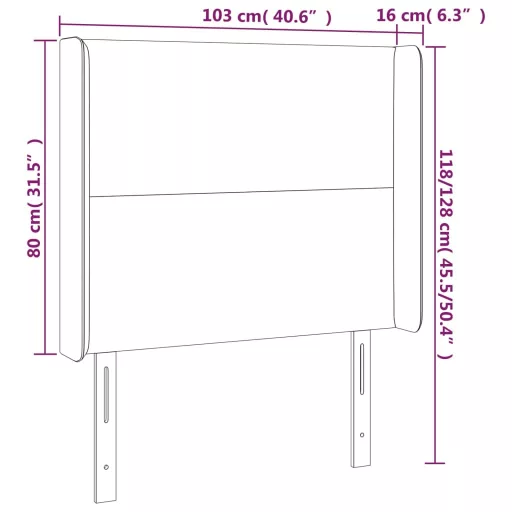 Szürke műbőr LED-es fejtámla 103x16x118/128 cm