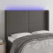 Szürke műbőr LED-es fejtámla 147x16x118/128 cm