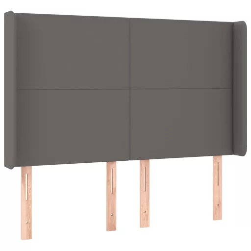 Szürke műbőr LED-es fejtámla 147x16x118/128 cm