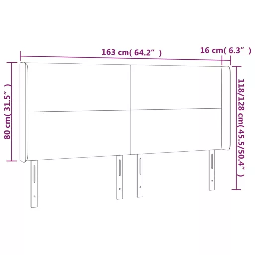 Szürke műbőr LED-es fejtámla 163x16x118/128 cm