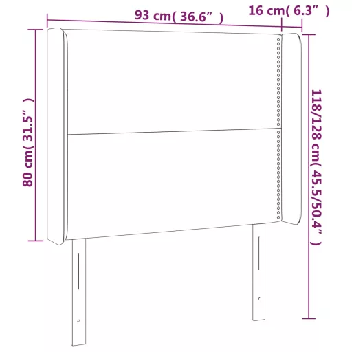 Fekete műbőr LED-es fejtámla 93x16x118/128 cm