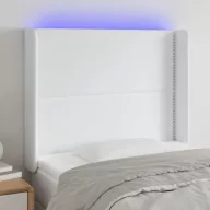 Fehér műbőr LED-es fejtámla 103x16x118/128 cm