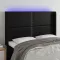 Fekete műbőr LED-es fejtámla 147x16x118/128 cm