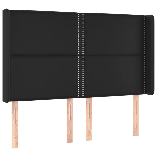 Fekete műbőr LED-es fejtámla 147x16x118/128 cm