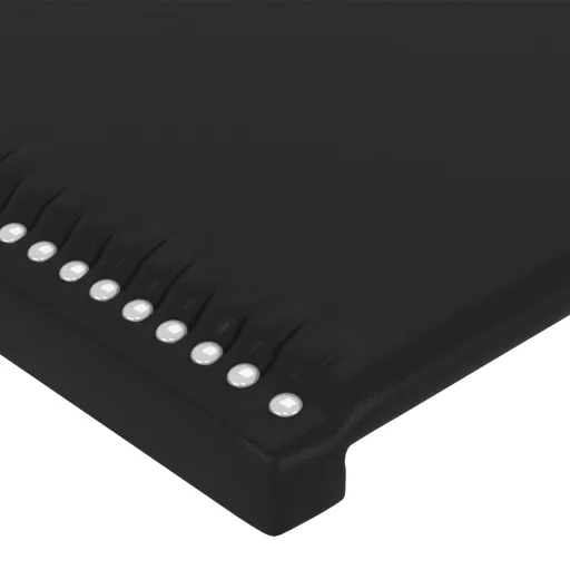 Fekete műbőr LED-es fejtámla 147x16x118/128 cm