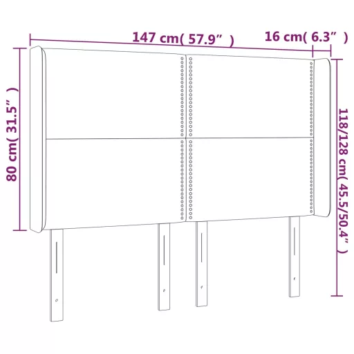 Fekete műbőr LED-es fejtámla 147x16x118/128 cm