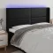 Fekete műbőr LED-es fejtámla 183x16x118/128 cm