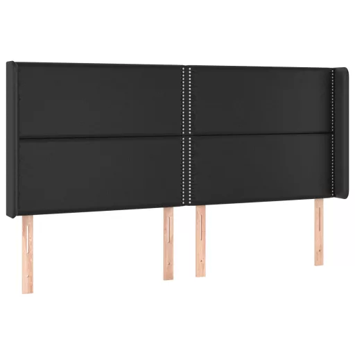 Fekete műbőr LED-es fejtámla 183x16x118/128 cm