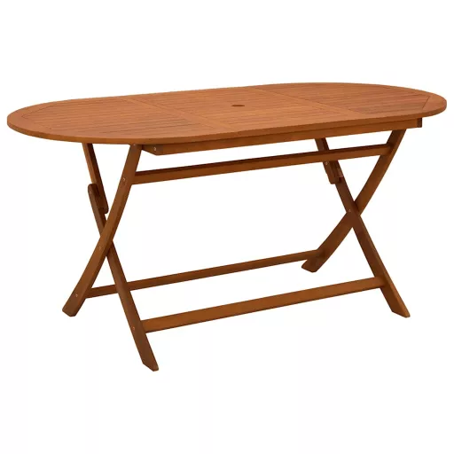 Tömör eukaliptuszfa összecsukható kerti asztal 160 x 85 x 75 cm