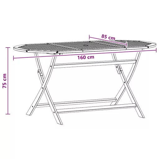 Tömör eukaliptuszfa összecsukható kerti asztal 160 x 85 x 75 cm