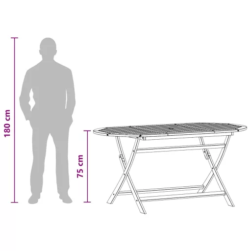 Tömör eukaliptuszfa összecsukható kerti asztal 160 x 85 x 75 cm
