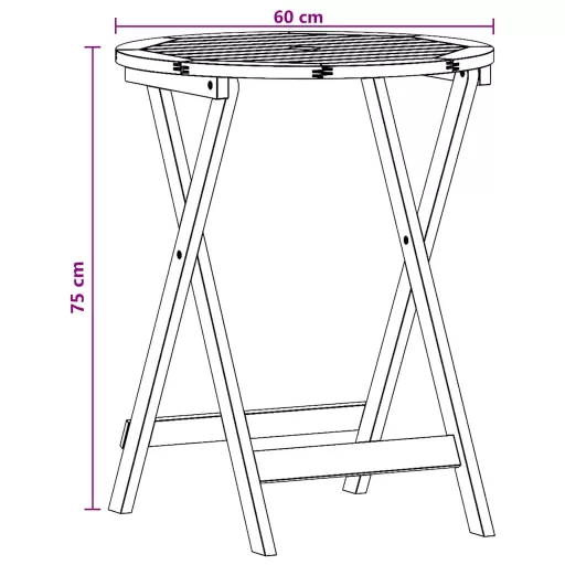 Tömör eukaliptuszfa összecsukható kerti asztal Ø 60 x 75 cm