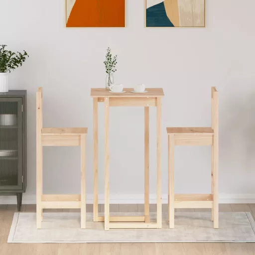 3 részes tömör fenyőfa bárszett
