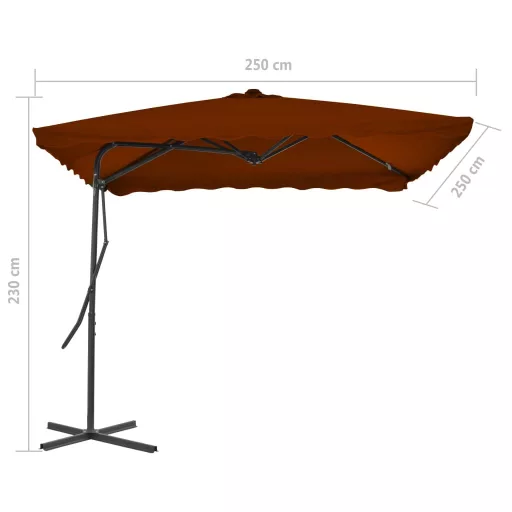Terrakotta kültéri napernyő acélrúddal 250 x 250 x 230 cm