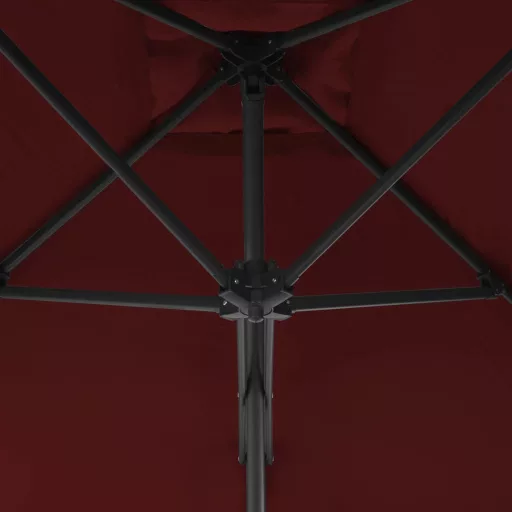 Bordóvörös kültéri napernyő acélrúddal 300 x 230 cm