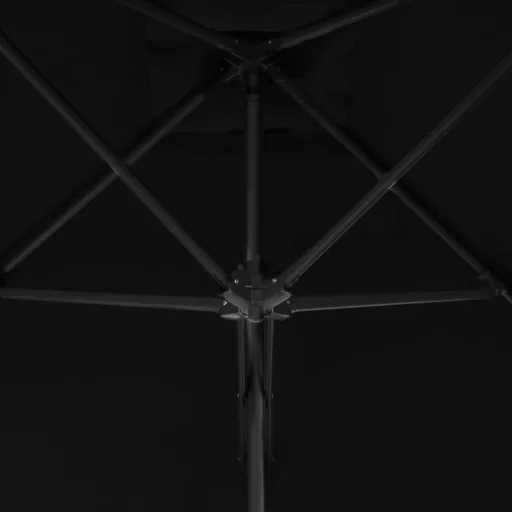 Fekete kültéri napernyő acélrúddal 300 x 230 cm