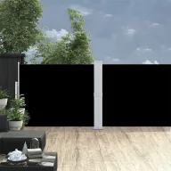 Fekete kihúzható oldalsó terasz-napellenző 140 x 1200 cm